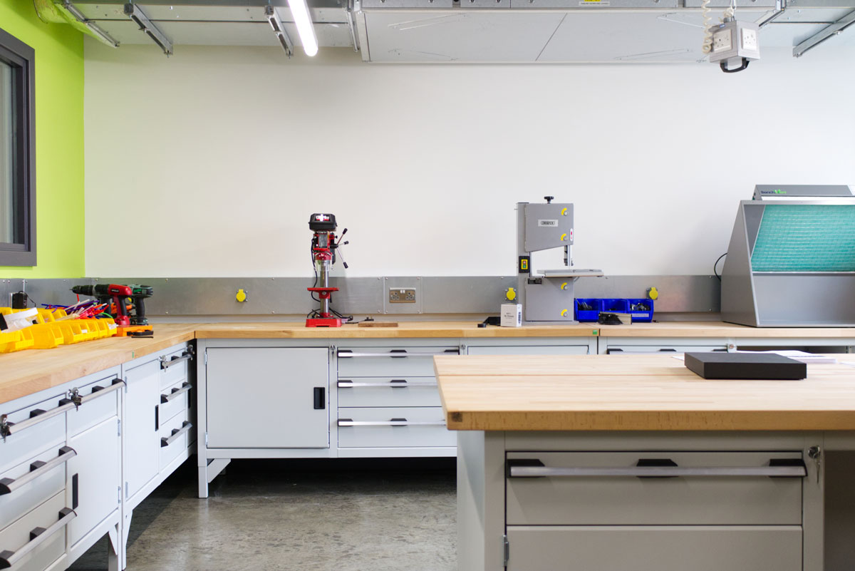 bott storage benches in engineering classroom