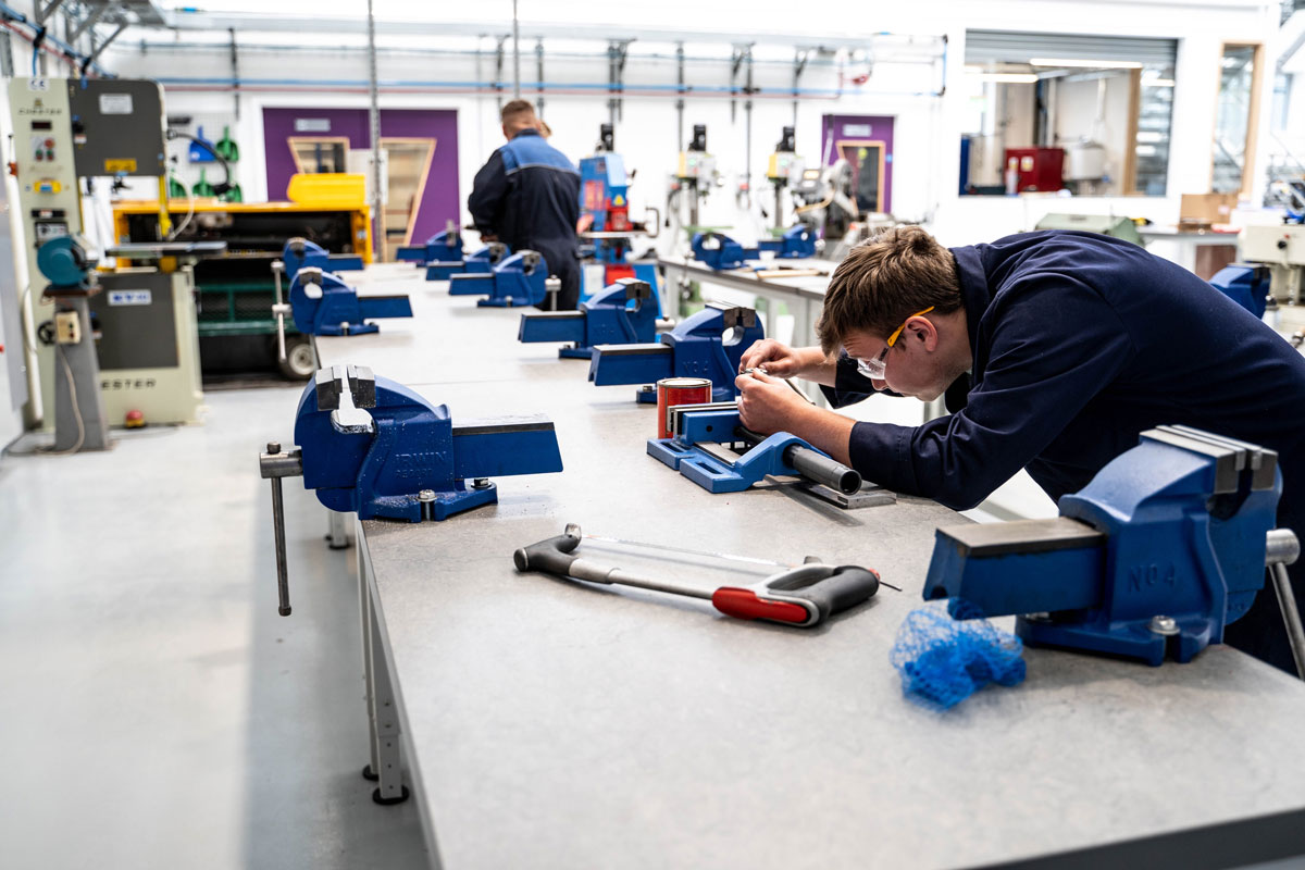 bott benches and vices in college engineering workshop